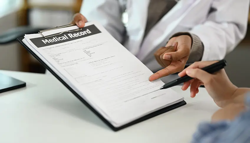 Organized medical records prepared for attorney review
